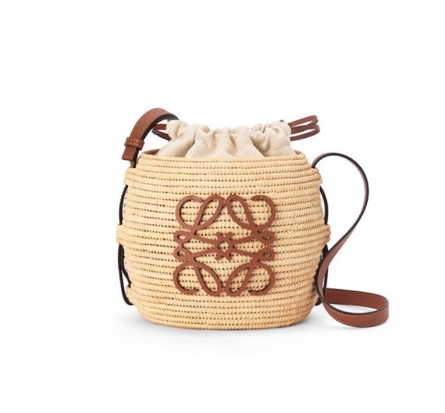 名牌水桶袋推薦：Loewe Beehive Basket Bag in raffia and calfskin $8,100