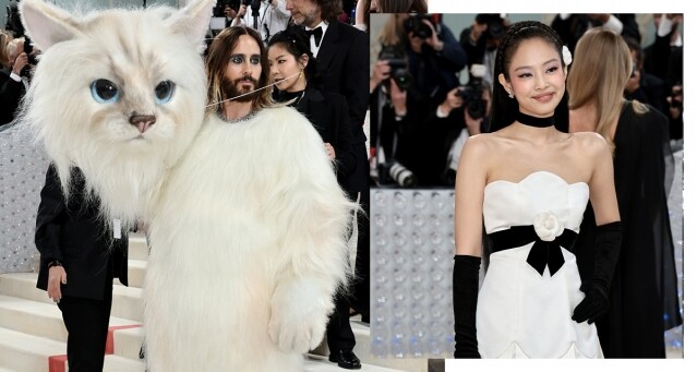 Met Gala 2023 紅地毯造型逐個看！Jennie 以逾 30 年的 Chanel 典藏短裙亮相、Jared Leto 打扮成老佛爺的愛貓？