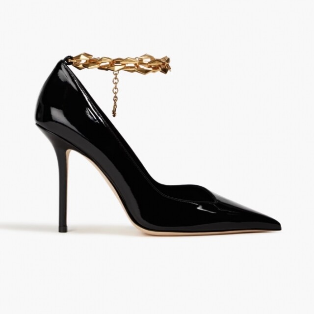 JIMMY CHOO Glossed-leather pumps