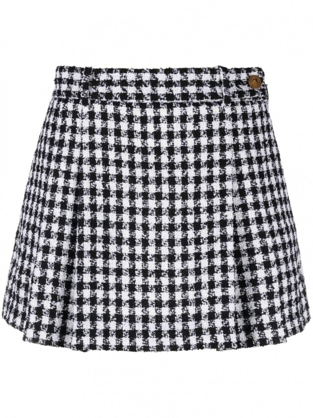 pleated houndstooth miniskirt