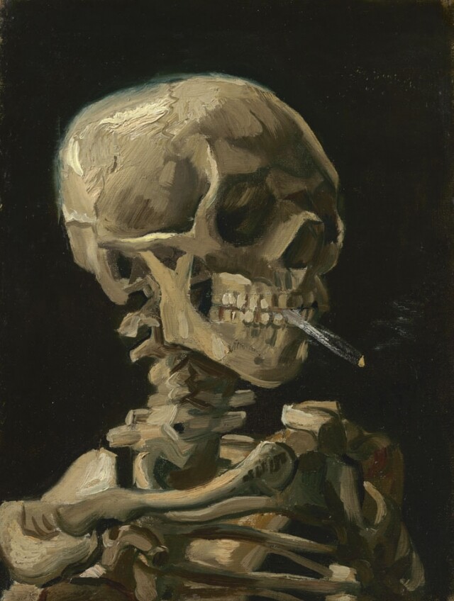 《Head of a skeleton with a burning cigarette》Vincent van Gogh