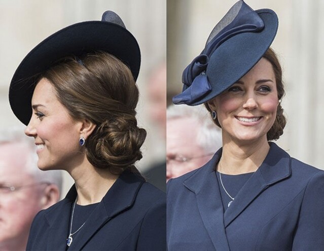 特別造型的帽子是英國皇室的貴婦們的造型標誌，凱特王妃 Kate Middleton 的髮型