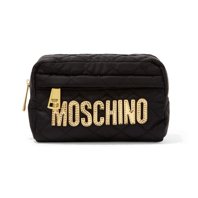 Moschino 化妝掃袋 quilt pattern 加上黑金 signature 對比色