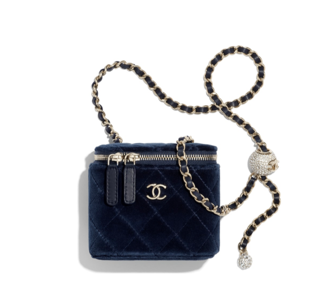 Chanel 深藍色絲絨方型小手袋