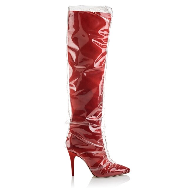 Jimmy Choo x OFF-White 綴 PVC 膠紅色長靴 Jimmy Choo x OFF-White 綴 PVC 膠紅色長靴