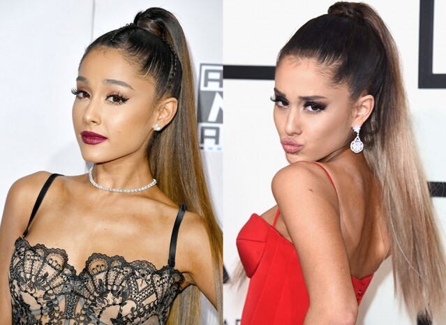2016 至 2017 年 Ombre and Balayage 漸層染髮愈來愈受歐美女星歡迎，頭髮本身黑底的 Ariana Grande 也用了這種染髮技術，替順直的馬尾添上層次感。