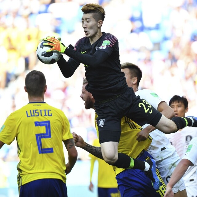 在小組賽中，趙賢祐在人群中跳起成功抓住入球，阻止了瑞典的進攻。