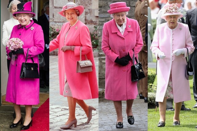 粉紅 不論女生到了幾歲，內心都藏著一顆少女心。穿起粉紅色套裝的女皇有一種溫柔的氛圍！