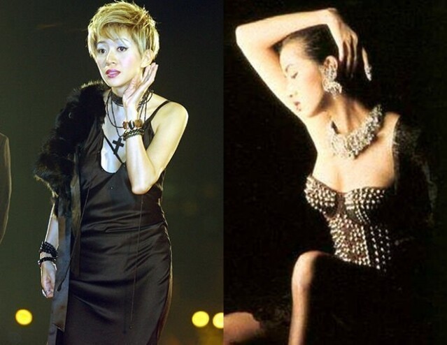 梅艷芳有「香港麥當娜」之稱的梅艷芳形象百變，80 年代帶起濃妝艷抹、浮誇造型，她曾於《烈艷紅唇》的唱片封面穿上鑲滿鍋釘的上衣配黑色毛毛褸。至今仍可在不少流行歌手包括 Lady Gaga 及 Rita Ora 等人身上看到。而她的演唱會服飾更大有來頭，她 2003 年的演唱會服裝獲當時的 Dior 主帥 John Galliano 親自為她選了 6 套晚裝。