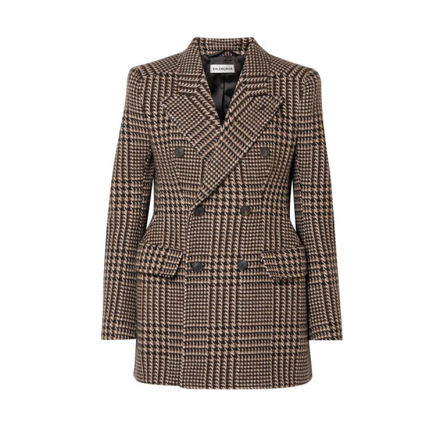 Balenciaga Hourglass houndstooth wool blazer。 Balenciaga Hourglass houndstooth wool blazer。