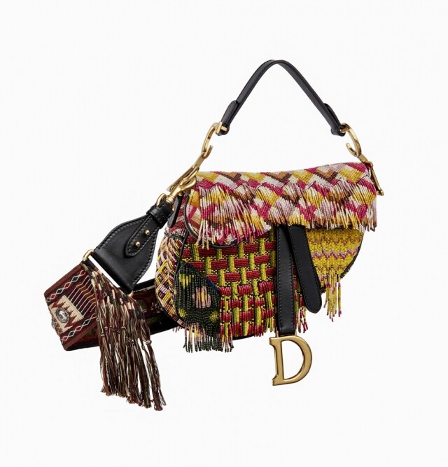 Dior 彩色珠飾圖案 Saddle Bag