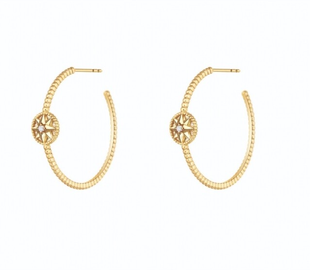 Dior Joaillerie Rose Des Vents 系列圈狀鑽石耳環