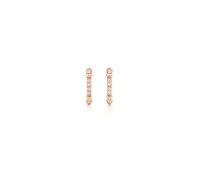 高級珠寶品牌鑽石耳環推薦 10 : Tiffany & Co. Tiffany Fleur de Lis key 18K 玫瑰金鑽石長形耳環