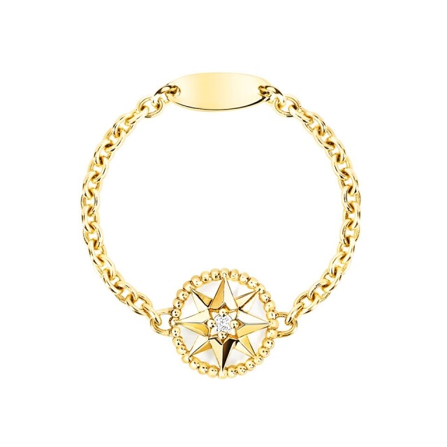 Dior Joaillerie Mini Rose Des Vents 系列 18K 黃金、鑽石及珍珠貝母戒指 $9,450