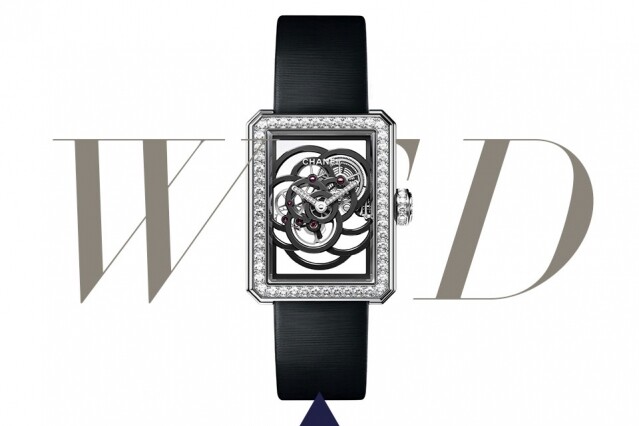 Chanel Premiere 為紀念 Premiere 腕錶 30 週年， Chanel 再次推出 Premiere 鏤空山茶花腕錶，手動上鍊機械機芯，具 48 小時動力儲存，加上 18K 白金錶殼，飾上 92 顆明亮式切割鑽石，令款式更顯貴氣。