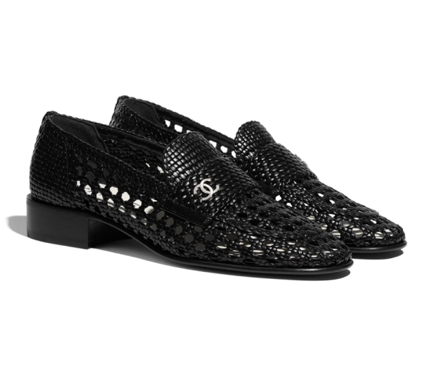 Chanel 黑色編織平底 Loafer 鞋