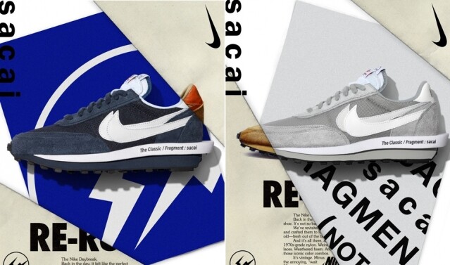 Nike x sacai x Fragment LDWaffle 藍色及灰色波鞋