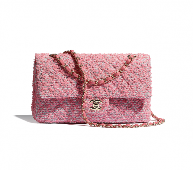粉紅色 Tweed 料 classic flap 手袋 $49,700