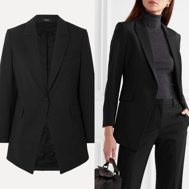 THEORY Etiennette wool-blend grain de poudre blazer
