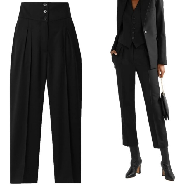 NILI LOTAN Reta cropped wool-blend twill straight-leg pants