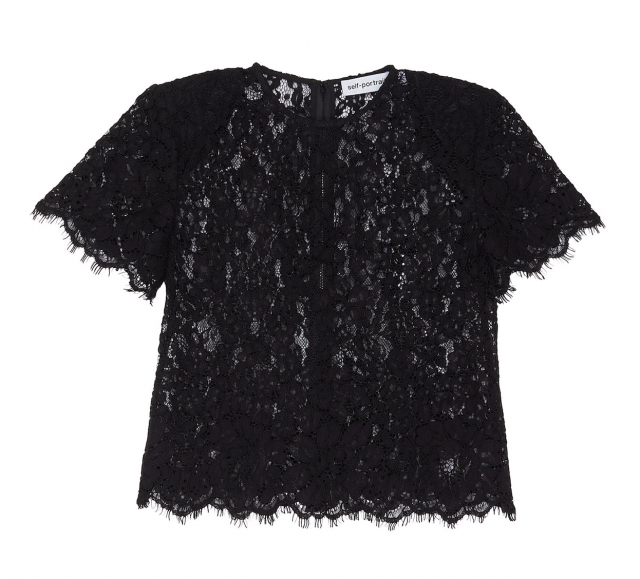 SELF-PORTRAIT SHIRT SLEEVE LACE TOP