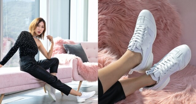 時裝博客 Faye Tsui 以 Roger Vivier Viv' Match 運動鞋配搭造型。