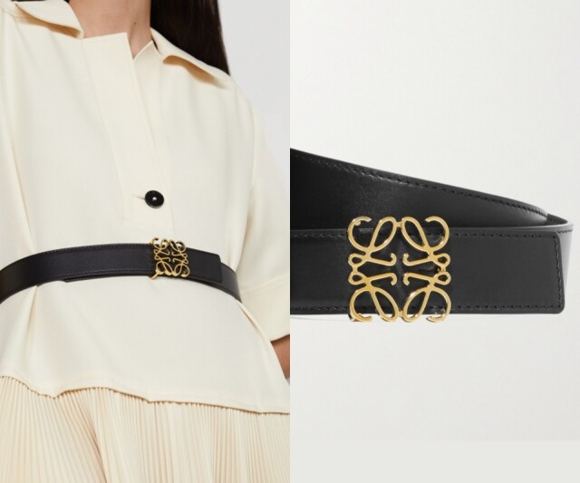 Loewe 商標金釦黑色皮帶 Loewe 商標金釦黑色皮帶