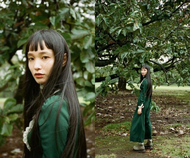 日本名模 Yuka 以深綠 jumpsuit 配上軍綠色短靴