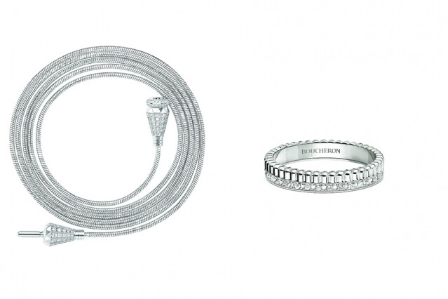 Quatre Radiant 系列白金戒指及Jack de Boucheron 鋪鑲了鑽石的白金長項鏈
