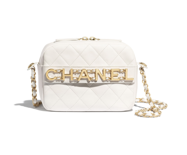 Chanel 白色綴字母相機袋
