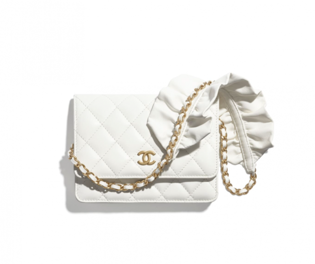Chanel 白色綴 ruffles Wallet on chain 手袋 $18,300