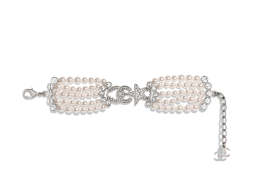 Chanel 綴玻璃珍珠、晶石金屬串珠手鍊 $6,600