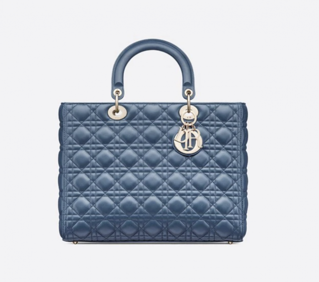 Dior 丹寧藍色大號 Lady Dior 系列手袋