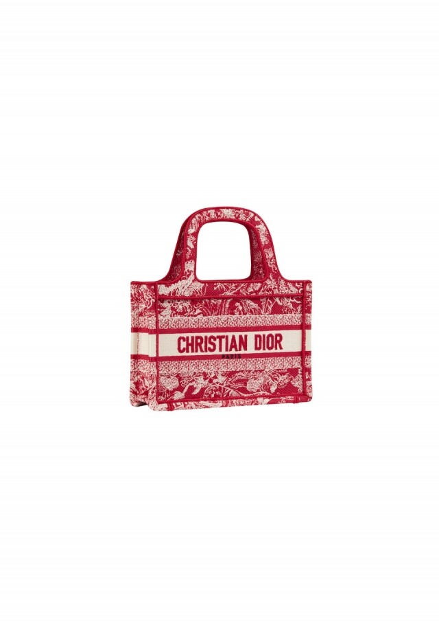 Dior 莓紅色 Toile de Jouy 圖案 mini book tote 手袋