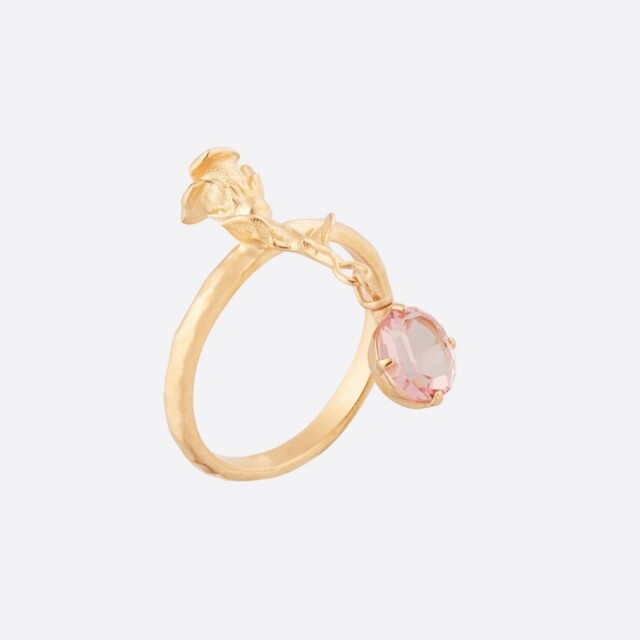 DIOR DREAM 粉紅色水晶金屬戒指 $3,600