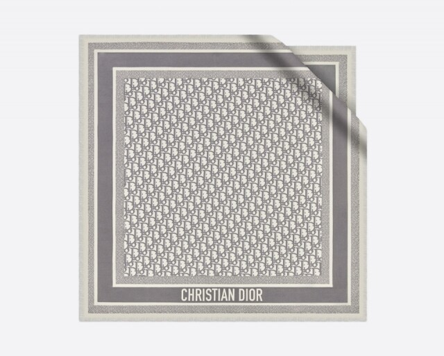 Dior Oblique Diortwin 灰色方形絲巾
