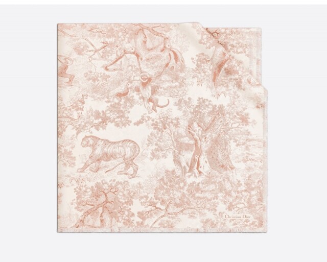 Dior Toile de Jouy 粉紅色方形大絲巾