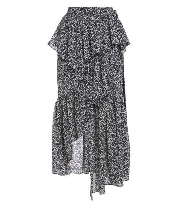 GOEN.J Asymmetric ruffled floral-jacquard skirt GOEN.J Asymmetric ruffled floral-jacquard skirt