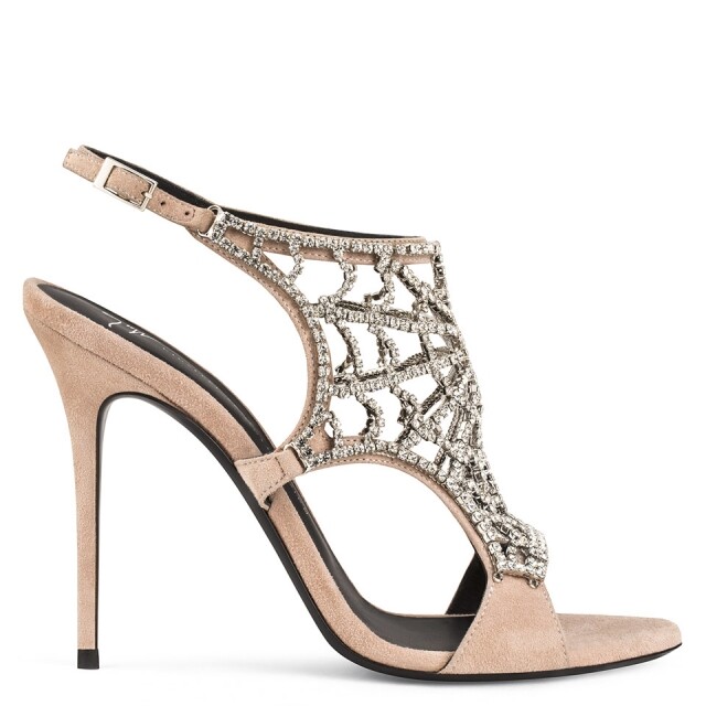 Giuseppe Zanotti 綴閃石裸色高跟涼鞋