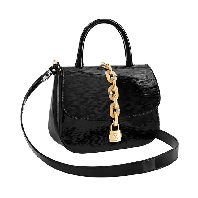 Louis Vuitton 黑色綴金鏈手袋