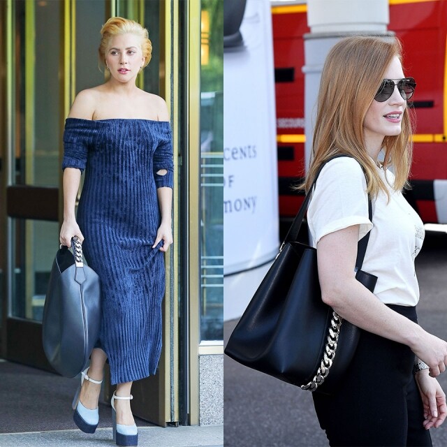 Lady Gaga 及 Jessica Chastin 都以 Givenchy Infinity 系列手袋配襯 off duty 造型。