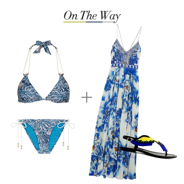 ViX Jakarta Thai Print Triangle Bikini Bottoms Top $920（From Lane Crawford） ViX Jakarta Thai Print Triangle Bikini Bottoms $920（From Lane Crawford） Camilla Crystal-embellished Printed Silk and Crepe de Chine Maxi Dress $5,100（From Net-a-Porter） Cosmoparis Tropical Collection Sandals $1,400（From Cosmoparis）