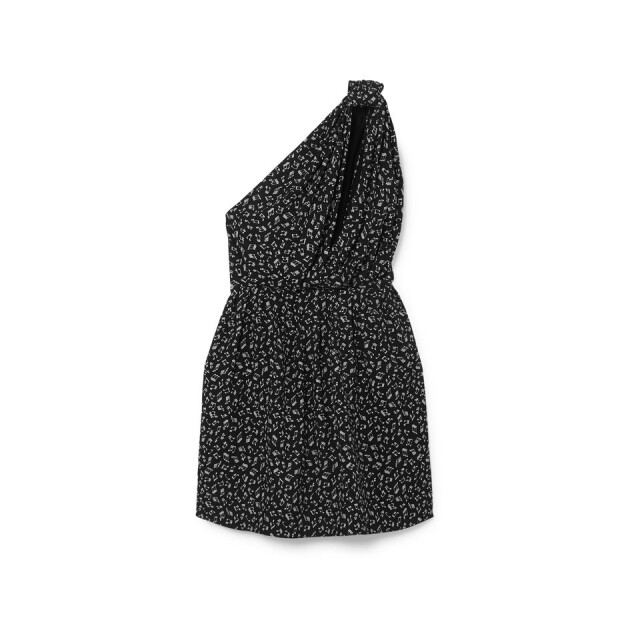 Saint Laurent 黑色音符圖案單肩迷你連身裙 Saint Laurent 黑色音符圖案單肩迷你連身裙