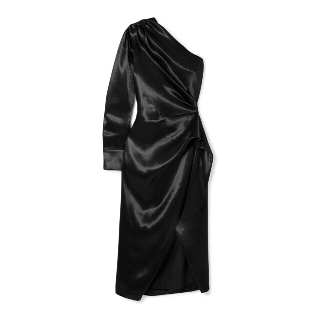 Altuzarra 黑色單肩色丁連身裙 Altuzarra 黑色單肩色丁連身裙