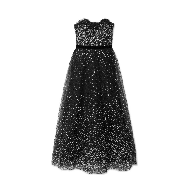 Marchesa 黑色珠片露肩連身裙 Marchesa 黑色珠片露肩連身裙