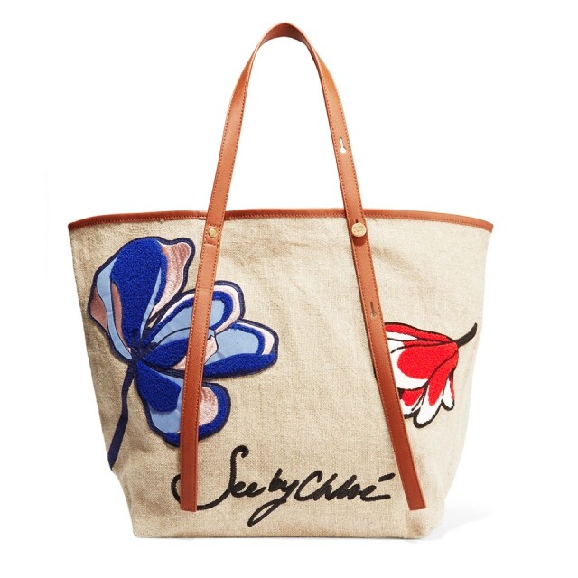 See By Chloé Andy leather-trimmed appliquéd canvas tote $1,212