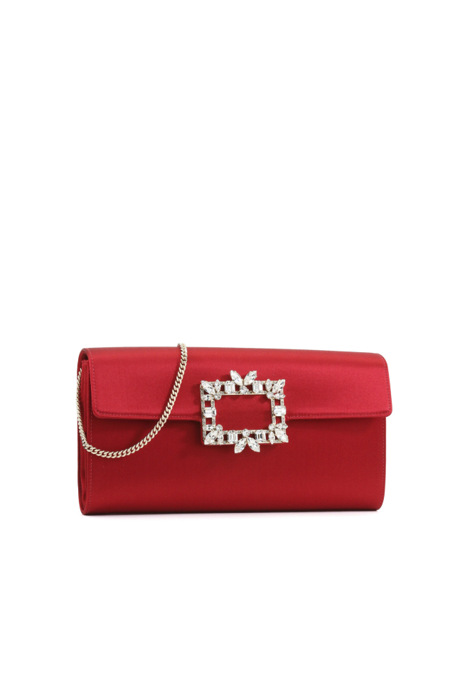 Roger Vivier 紅色綴晶石扣飾信封形 clutch 價錢 $15,000 (半價後：$7,500)