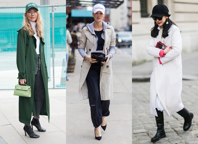 風衣造型 Trench Coat 可算是女士們衣櫃中必備的外套，以 cap 帽配襯 trench coat ，配襯得不好可能會被誤會為變態狂徒，要襯出時尚感，便要著眼於 layering 的配搭及一雙高跟鞋。