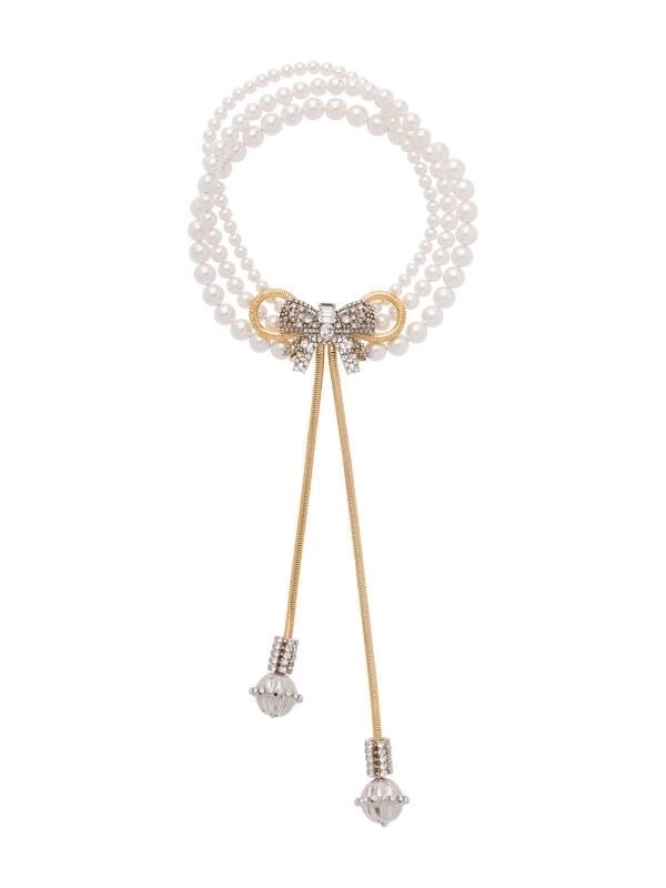 Miu Miu Pearl Bow Jewels Necklace