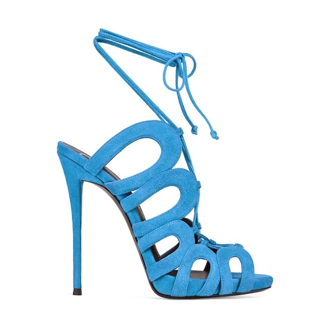 Giuseppe Zanotti Design 粉藍色麖皮高跟涼鞋
